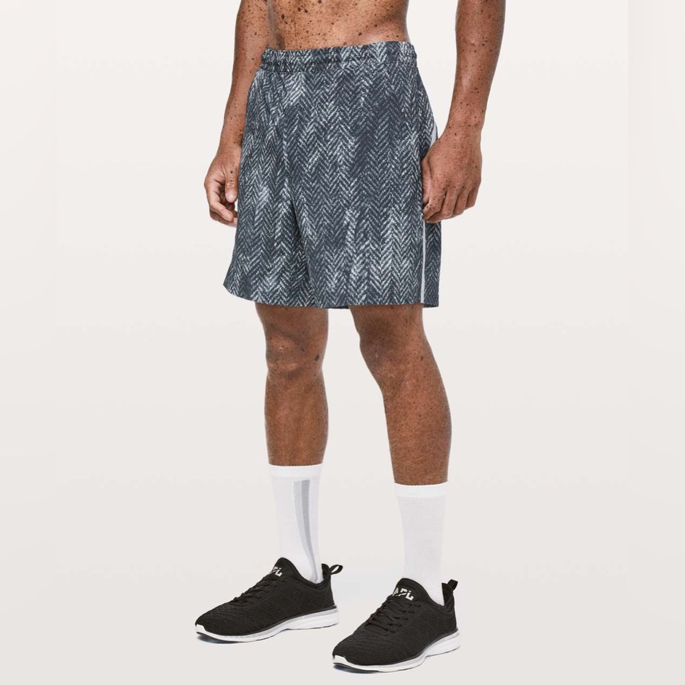 Lululemon Pace Breaker Short Linerless 7" XXL - Gray Bleached Herringbone Multi